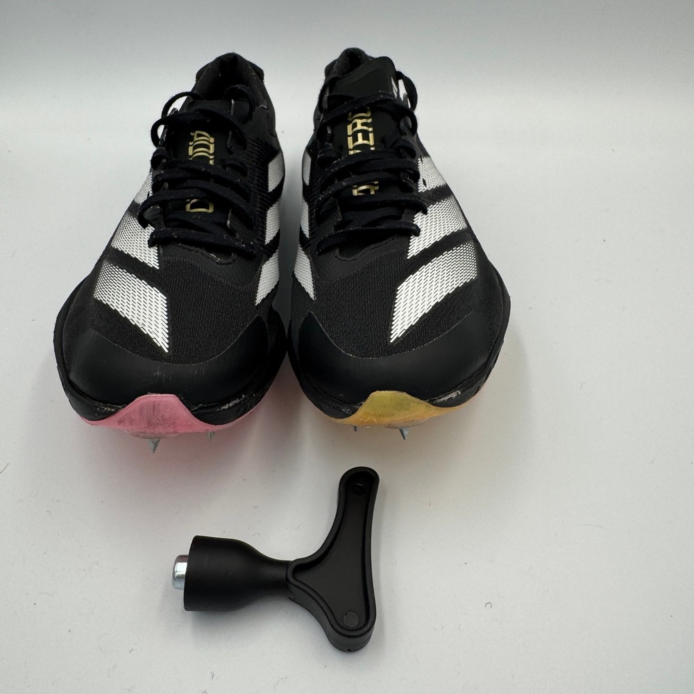 Adidas Adizero‎ Track and Field Spikes Black White Gold Running Shoes Womens